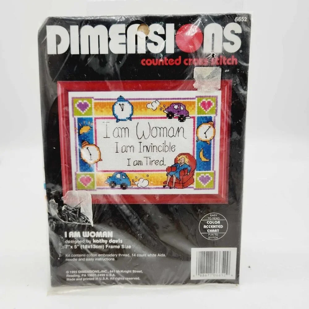 Dimensions I AM WOMAN Counted Cross Stitch Kit 6652 Kathy Davis NOS Vtg 1993 7x5